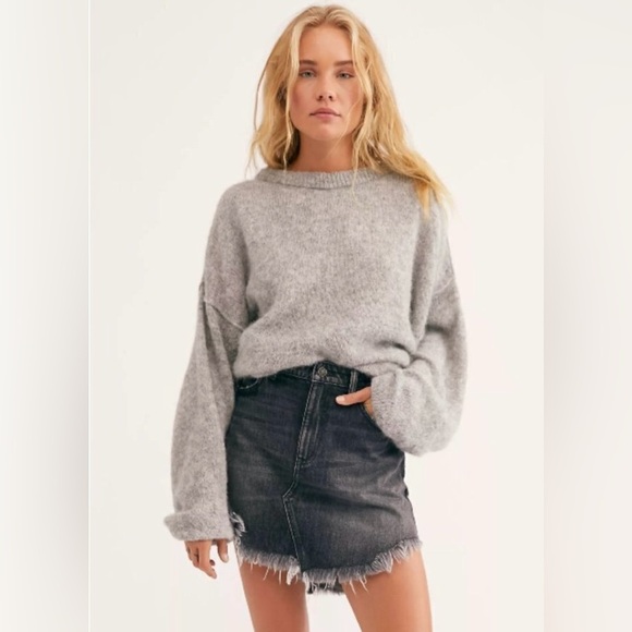 FREE PEOPLE WE THE FREE | Bailey Denim Mini Skirt Dark Gray | Size 27 Western - Picture 11 of 11